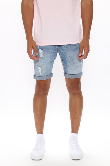 mens black distressed jean shorts