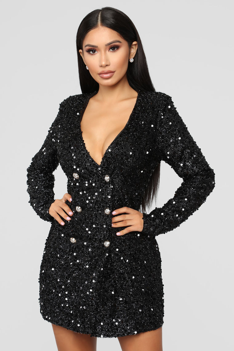 black sparkly dress fashion nova