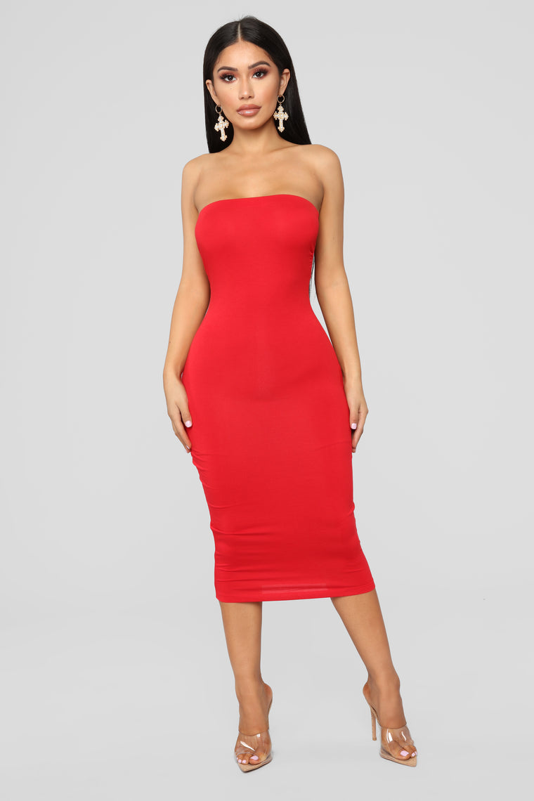 fashion nova red long dress