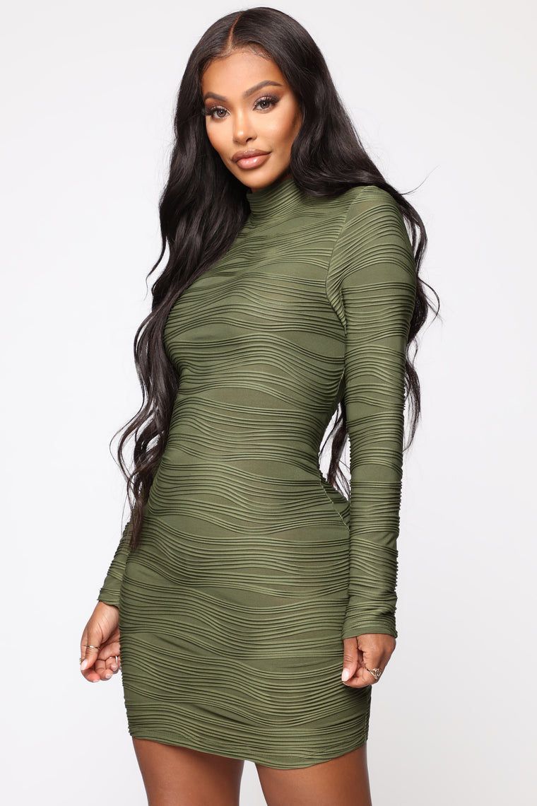 olive green dress fashion nova