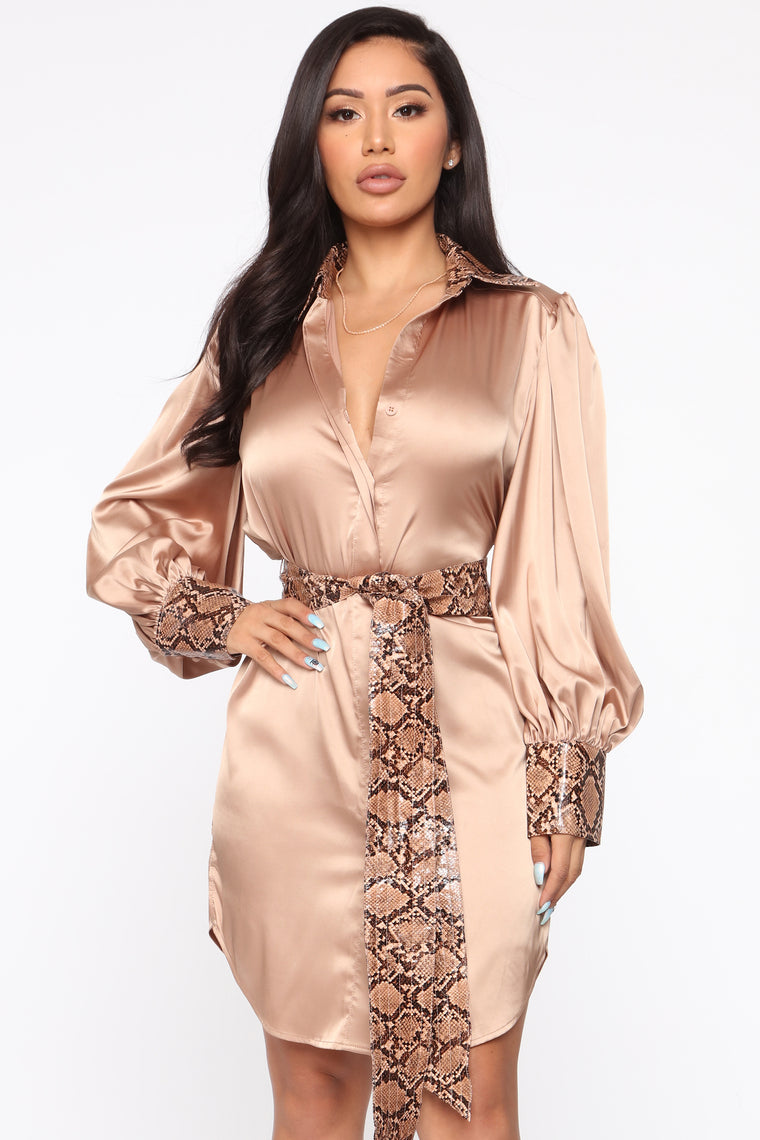 satin bronze dress