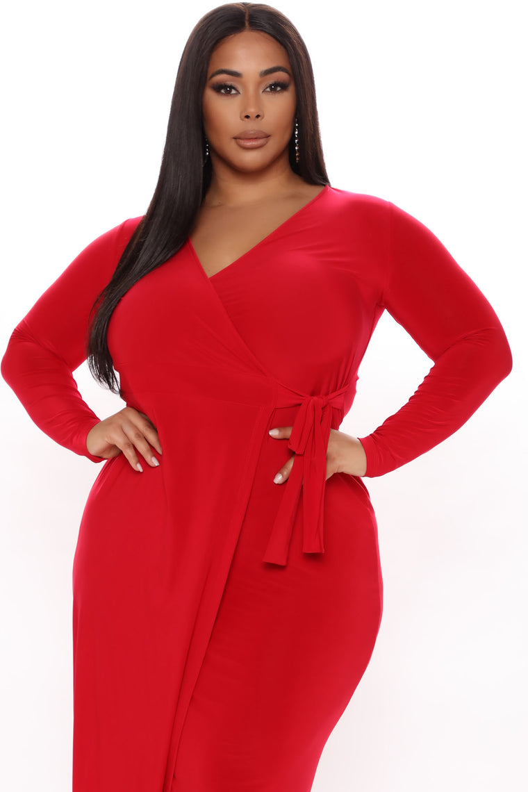 Vivi Maxi Wrap Dress - Red, Dresses | Fashion Nova