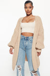 Real Love Open Front Cardigan - Taupe