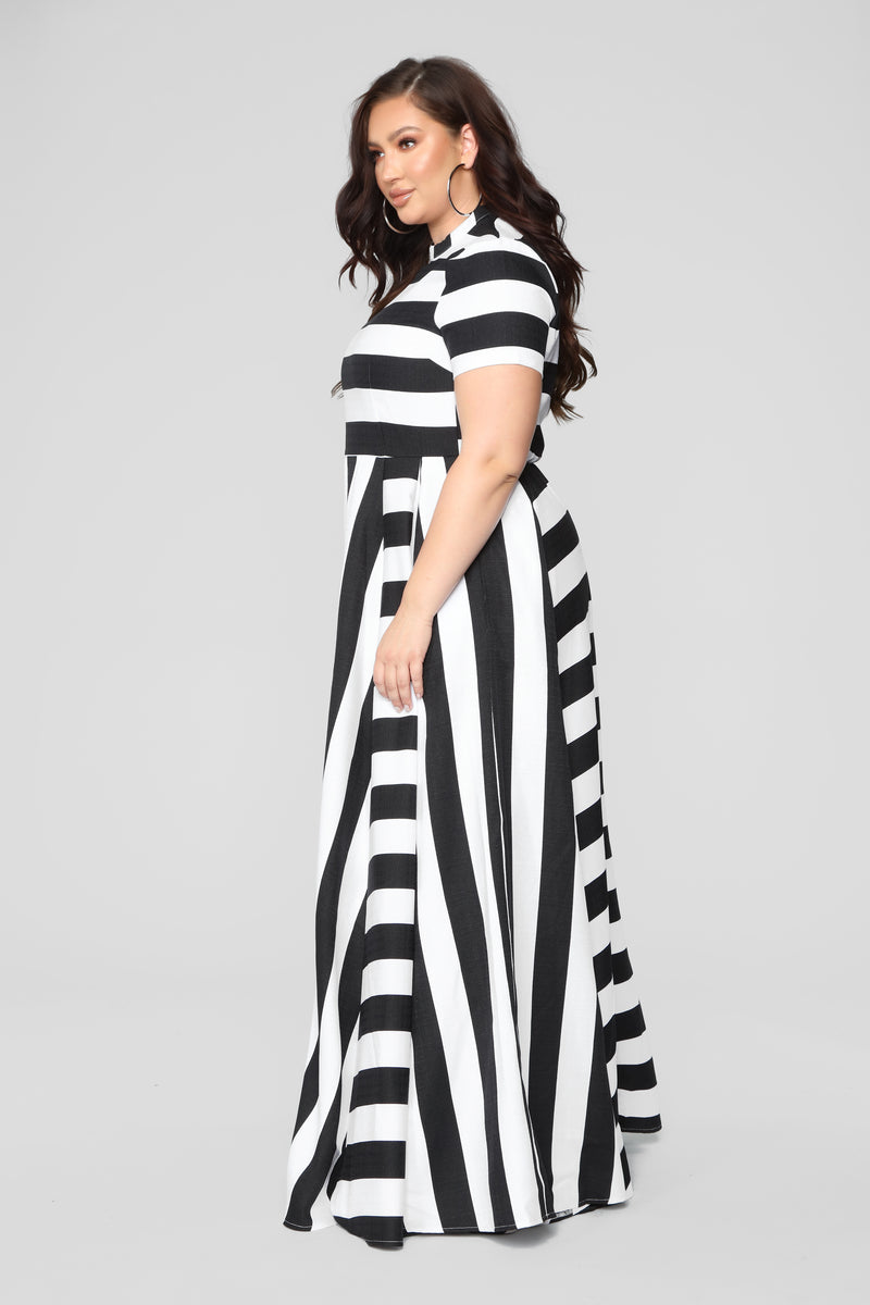 Throwing You Off Stripe Dress - Black/White | Fashion Nova, Dresses ...