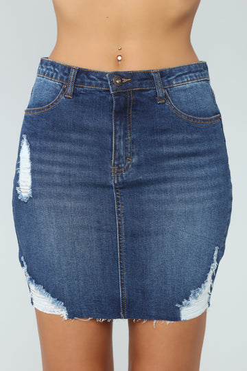 ripped jean skirt