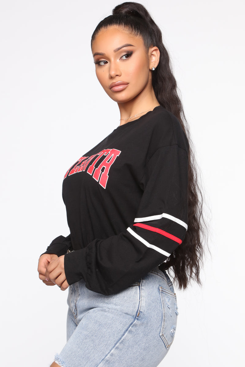 Atlanta Long Sleeve Tunic Top - Black | Fashion Nova, Graphic Tees ...