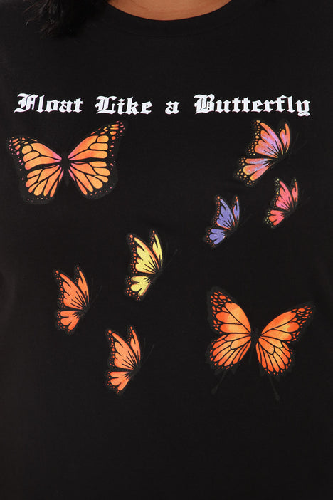 Float Like A Butterfly Tee Black Graphic Tees Fashion Nova