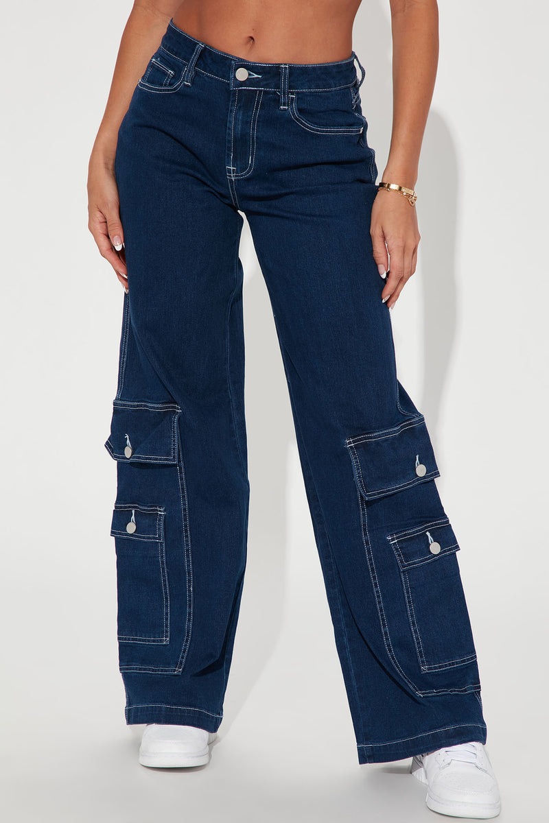 Can't Control It Cargo Jeans - Dark Wash | Fashion Nova, Jeans ...