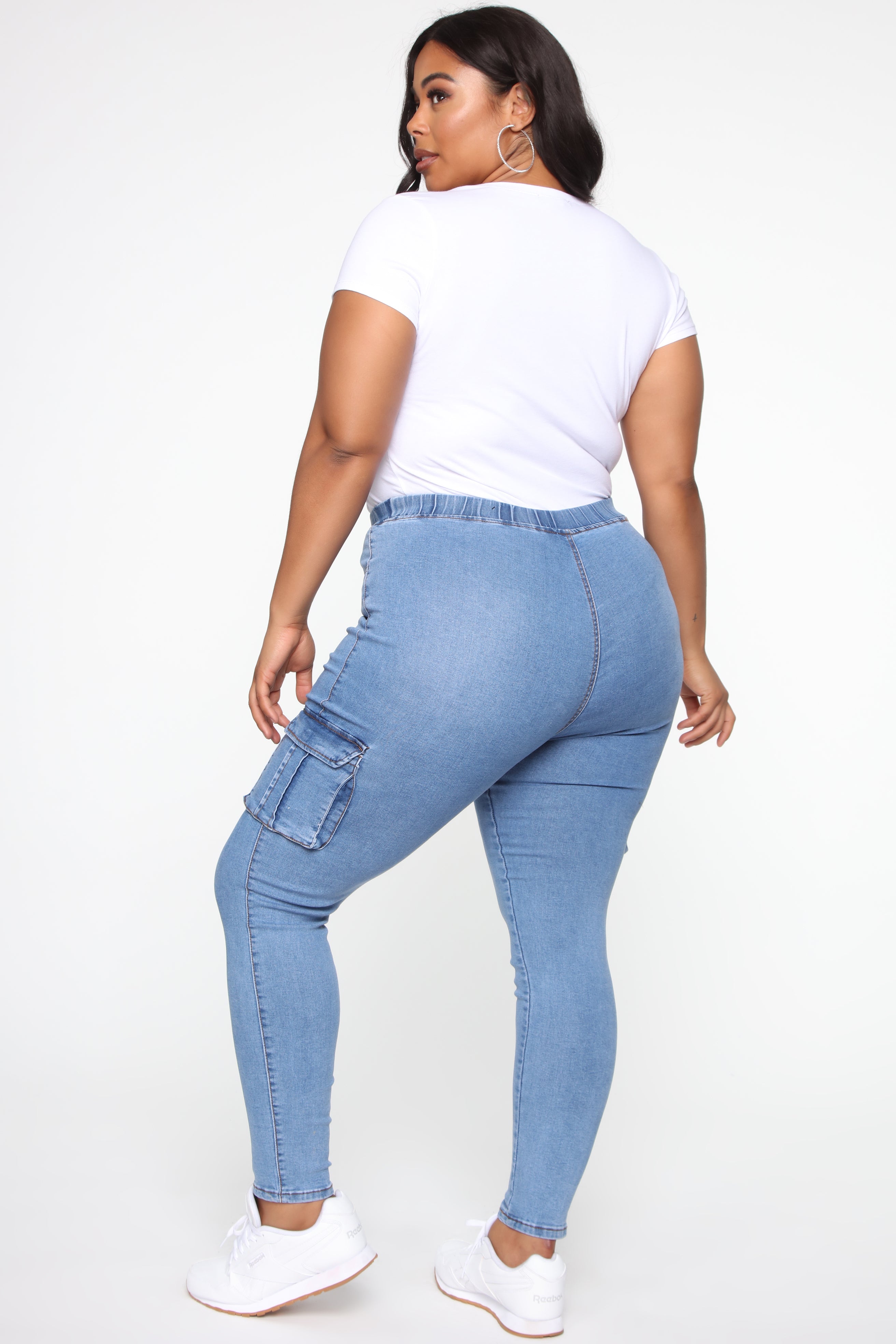 Bad Mamma Jamma Cargo Jeans - Medium Blue Wash – Fashion Nova