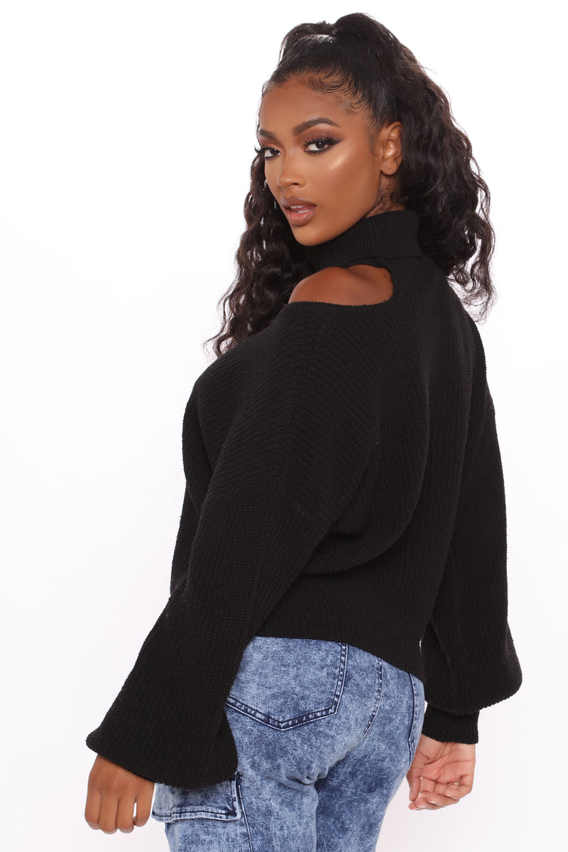 Check This Cut Out Turtleneck Sweater - Black | Fashion Nova, Sweaters ...