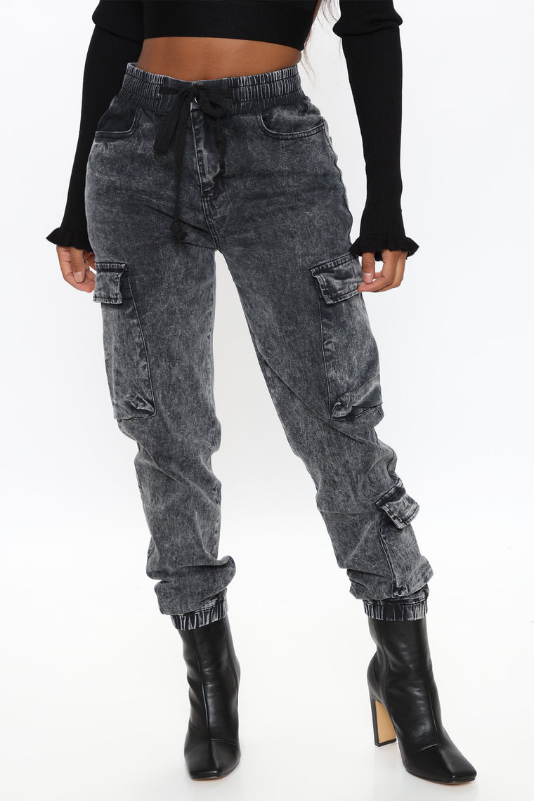 cargo denim joggers