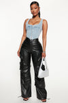 Something About You Faux Leather Cargo Pant 32 - Black