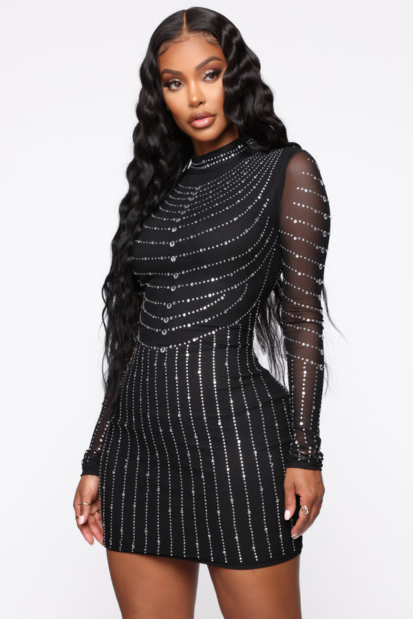 Dripping In Diamonds Mini Dress - Black – Fashion Nova
