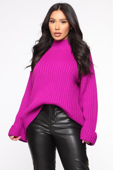With All My Love Turtle Neck Sweater - Magenta