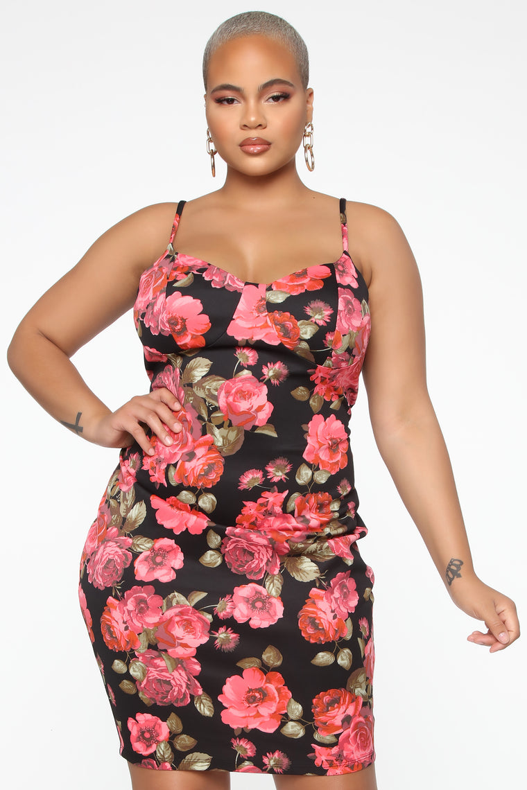 Fully In Bloom Floral Midi Dress - Black Floral - Dresses - Fashion Nova