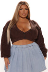 Knit The Floor Cropped Cardigan Sweater - Chocolate