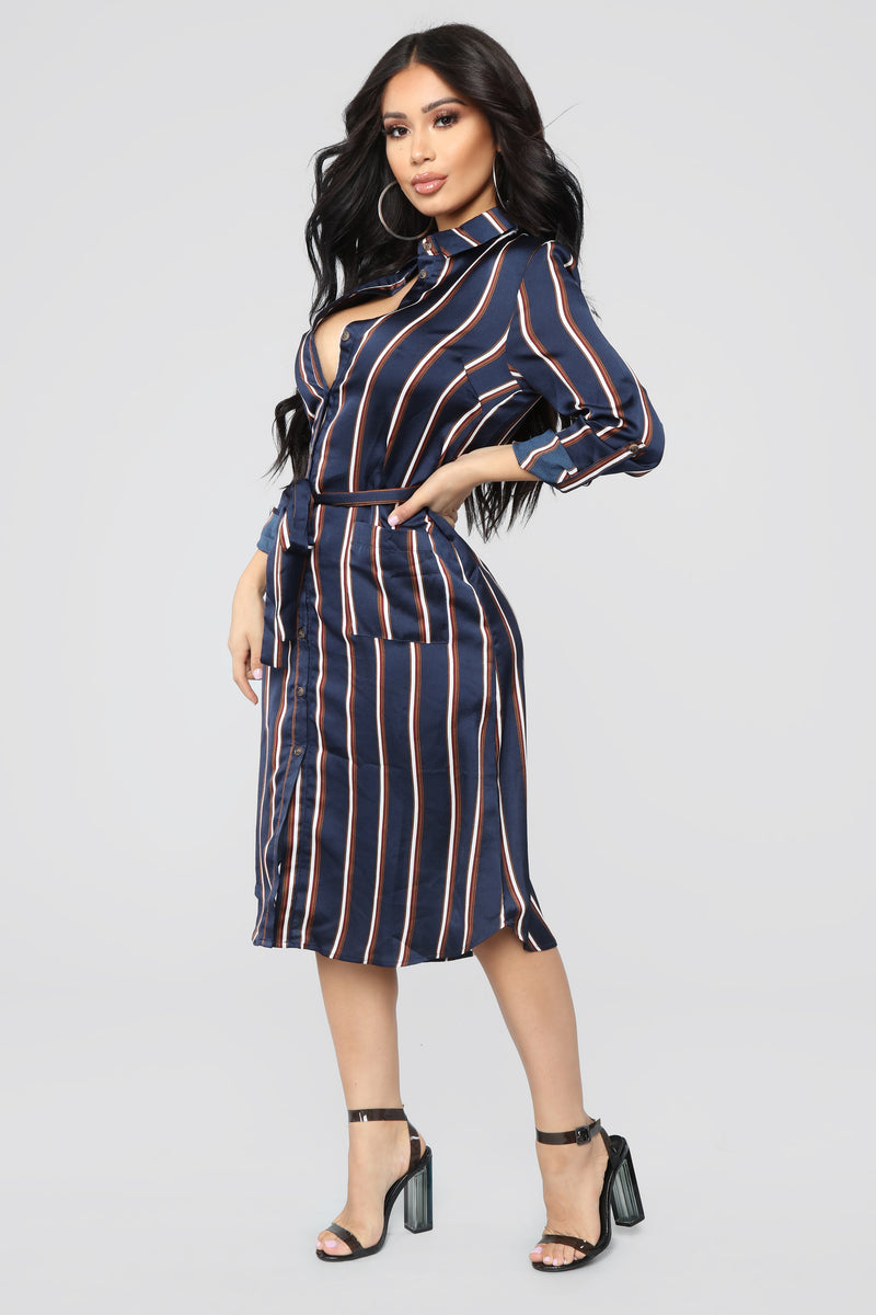 Shop Til You Drop Multi Stripe Dress - Navy/Combo | Fashion Nova ...