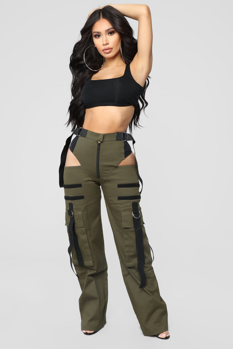 cargo cut out pants