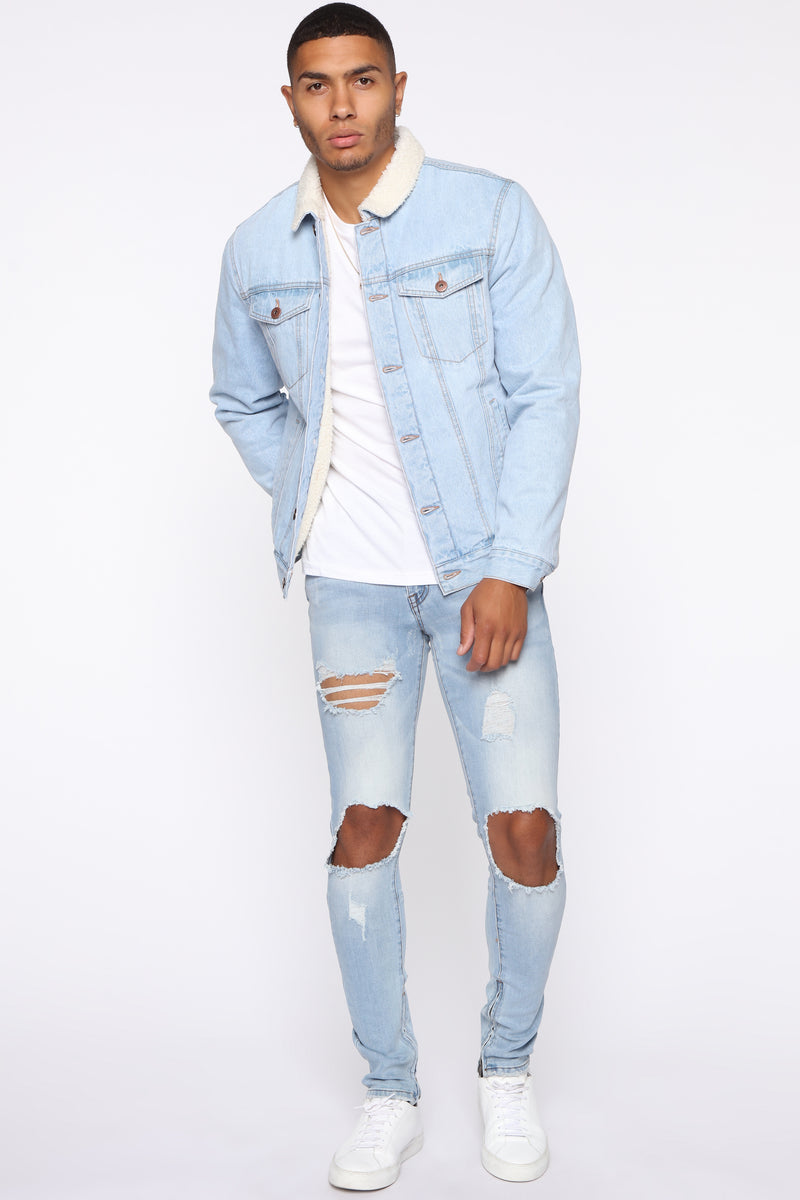 Sherpa Lined Denim Jacket - LightWash, Mens Denim Jackets | Fashion Nova