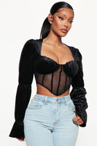 Kilah Velvet Corset Top - Black