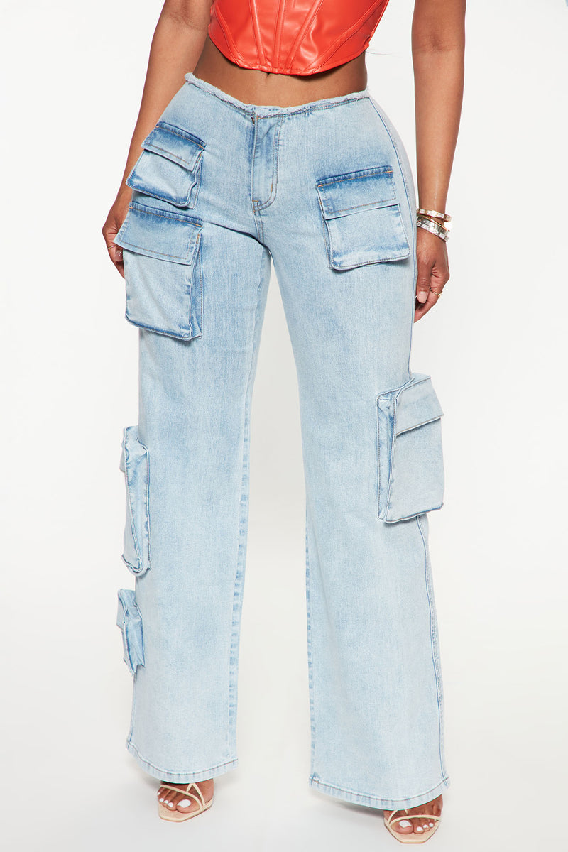 Kelly Cargo Low Rise Straight Jeans - Light Wash | Fashion Nova, Jeans ...