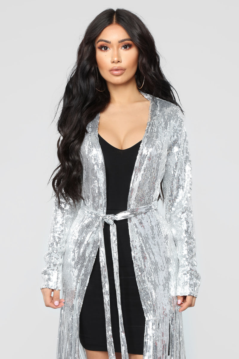 sequin fringe cardigan