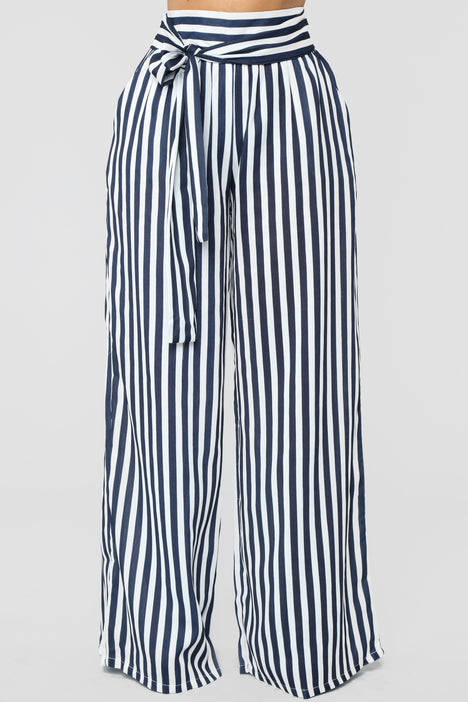 Brea Stripe Pants - Navy/White | Fashion Nova, Pants | Fashion Nova