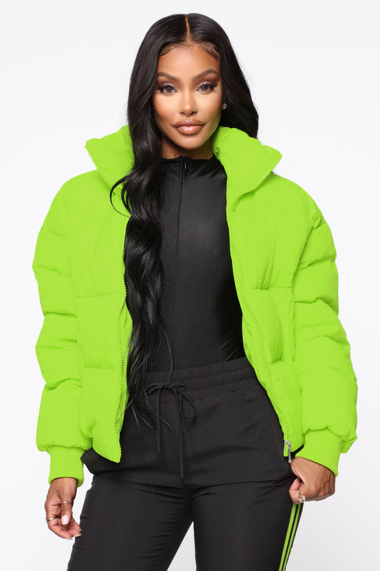 Trippin' On You Puffer Jacket - Neon Green - Jackets & Coats - Fashion Nova
