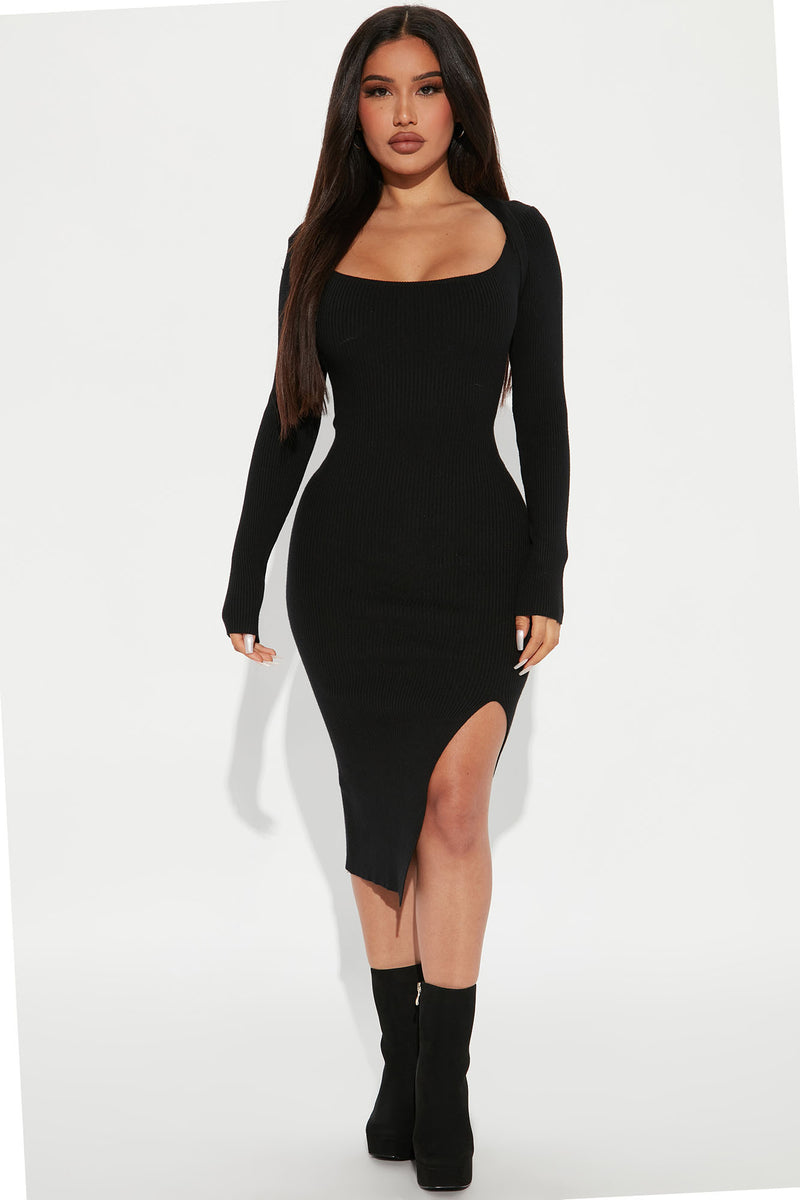 In The Name Of Love Sweater Midi Dress - Black | Fashion Nova, Dresses ...