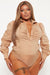 Cashin' Out Poplin Bodysuit - Taupe