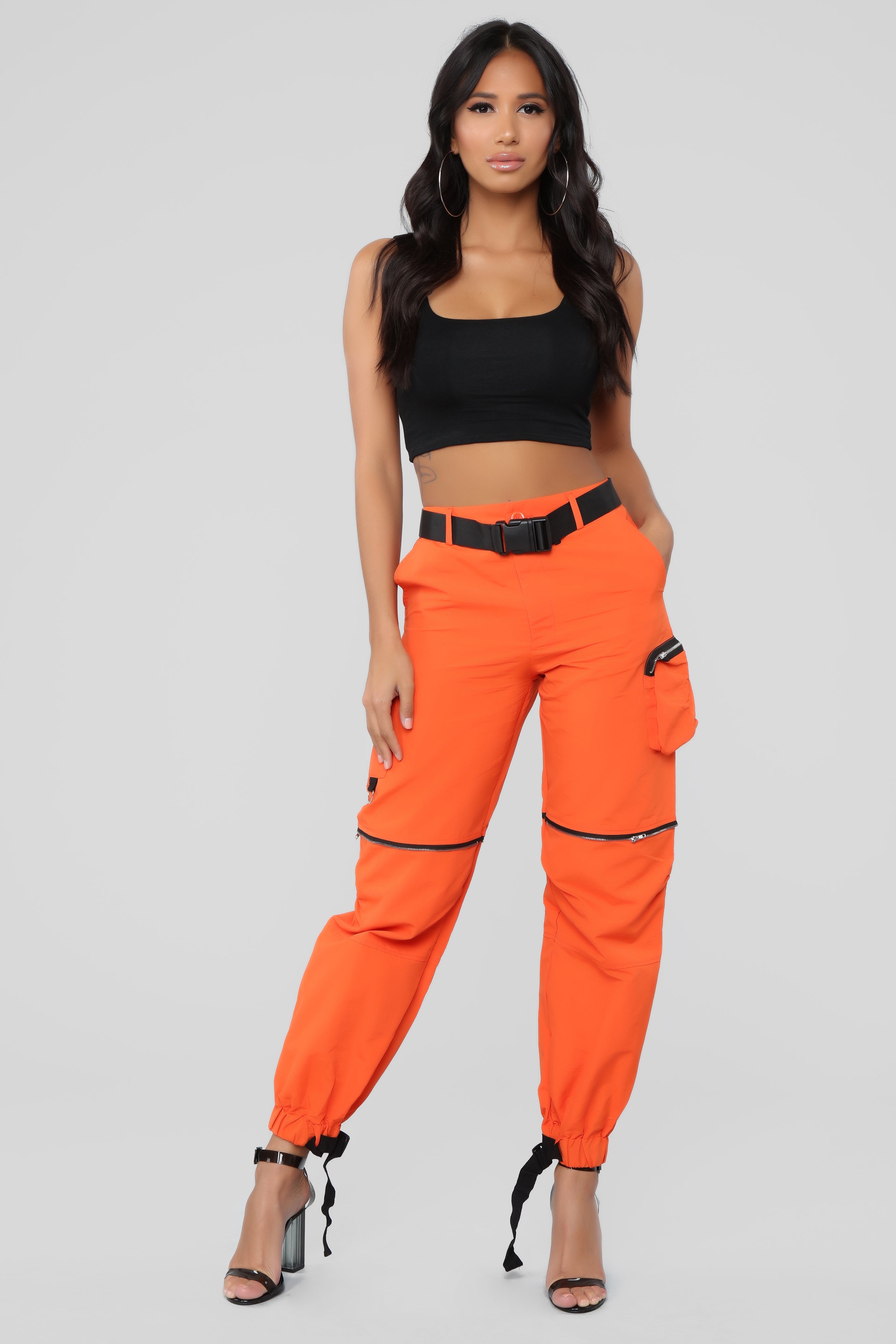 orange cargo joggers