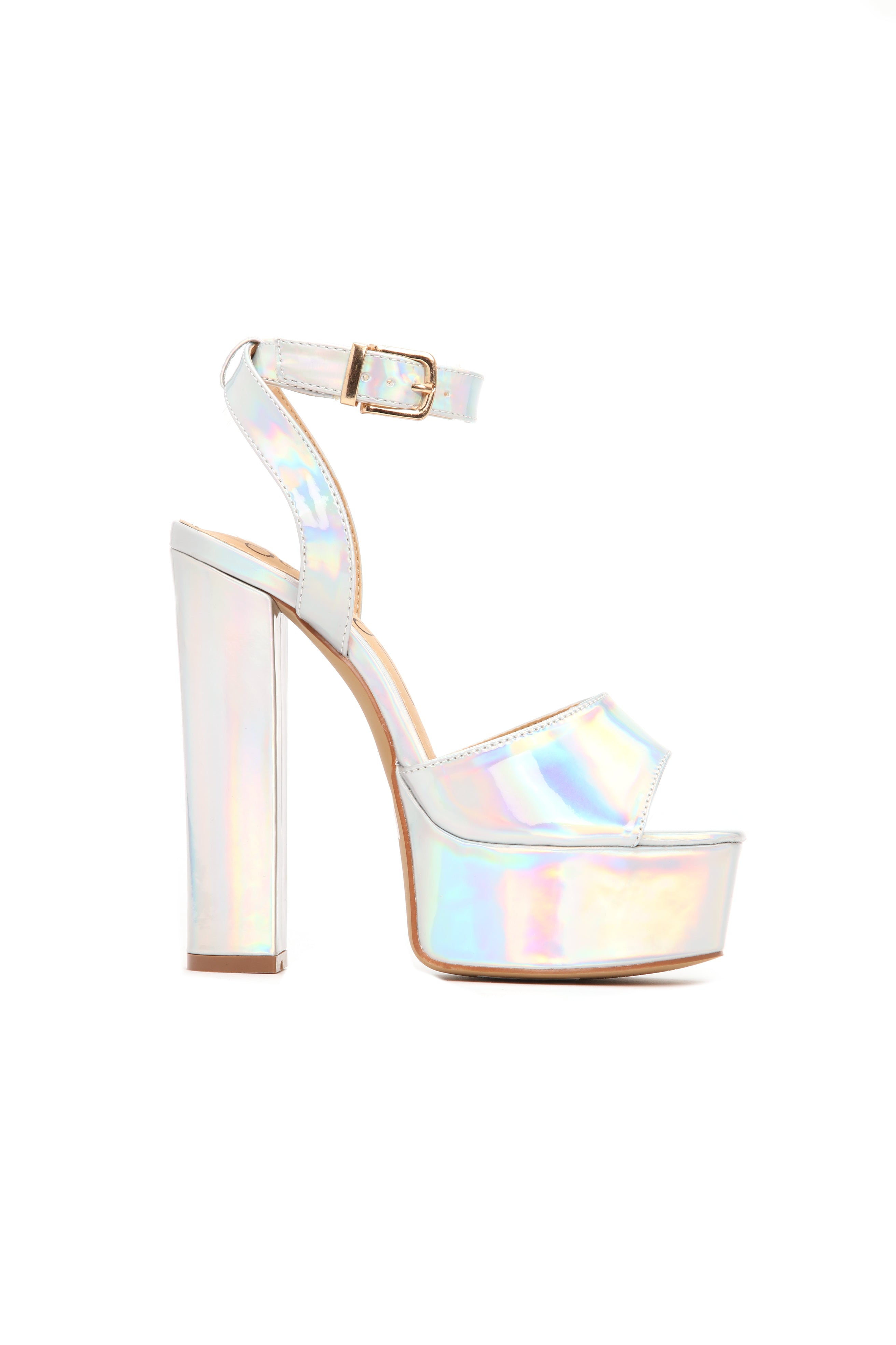 silver iridescent heels