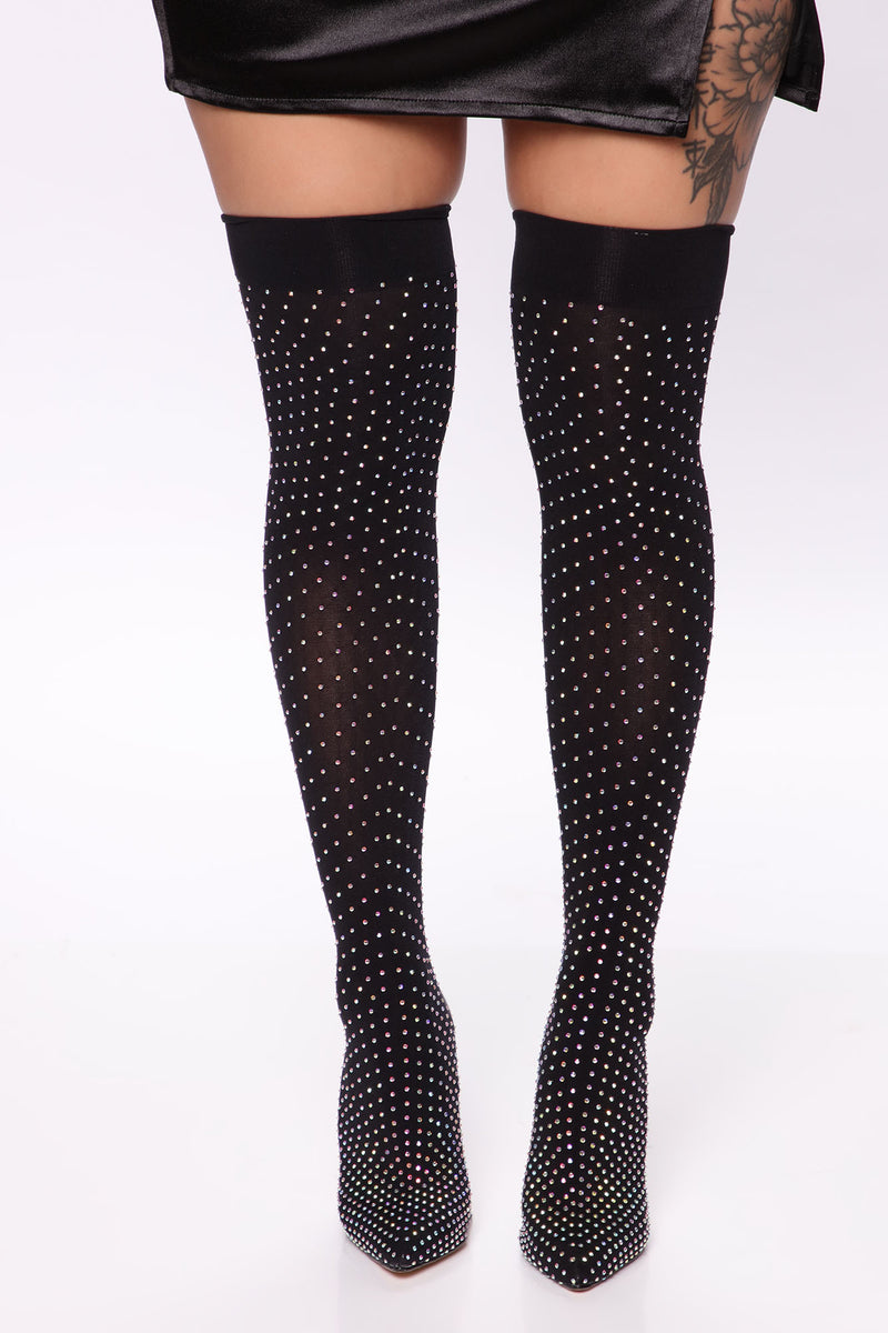 rhinestone stocking boots