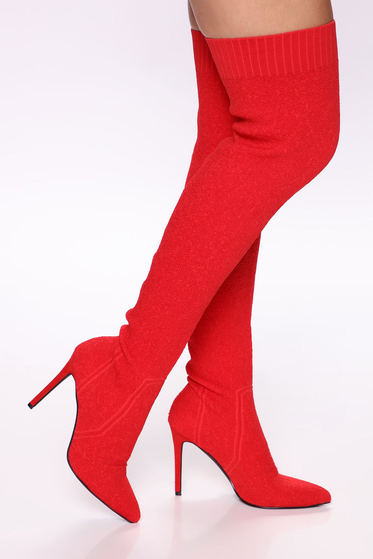 red thigh high boots cheap