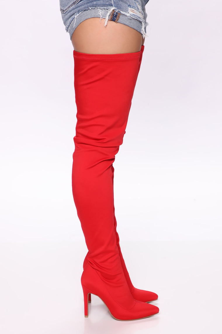 Keyana Thigh High Boot - Red, Shoes | Fashion Nova