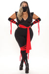 Silent Ninja Piece 4 Costume Set - Black/Red