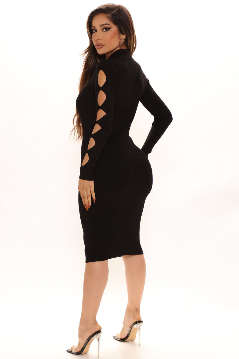 There For You Sweater Midi Dress - Black, Dresses | Fashion Nova