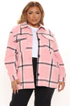 Penelope Plaid Shacket - Pink/combo