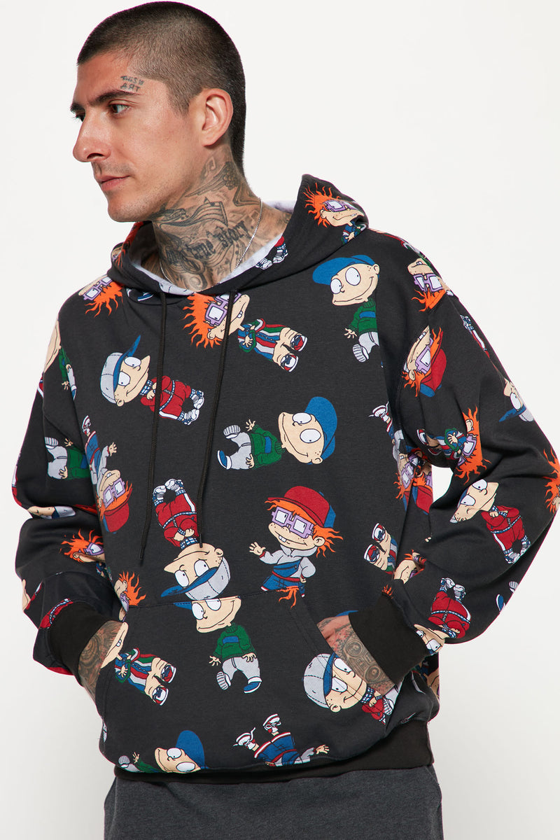 Rugrats Chuckie and Tommy All Over Hoodie - Black | Fashion Nova, Mens ...