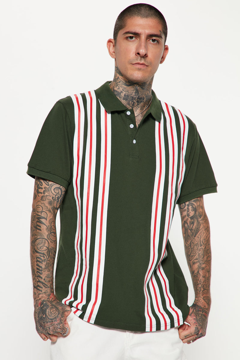Wild Stripes Short Sleeve Polo - Green | Fashion Nova, Mens Tees ...