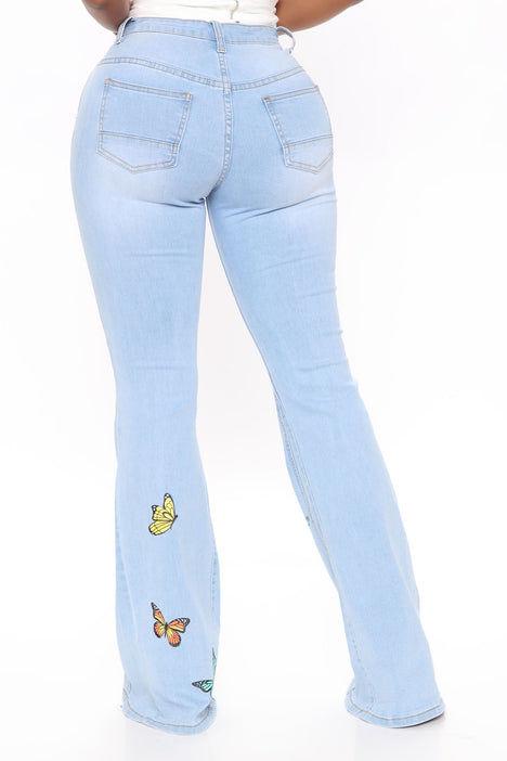 Butterfly Patched Flare Jeans