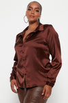 Smooth Talkin' Button Down Top - Brown