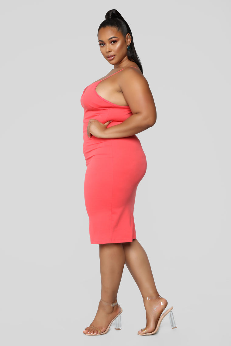 Dynamic Brights Midi Dress - Coral, Dresses | Fashion Nova