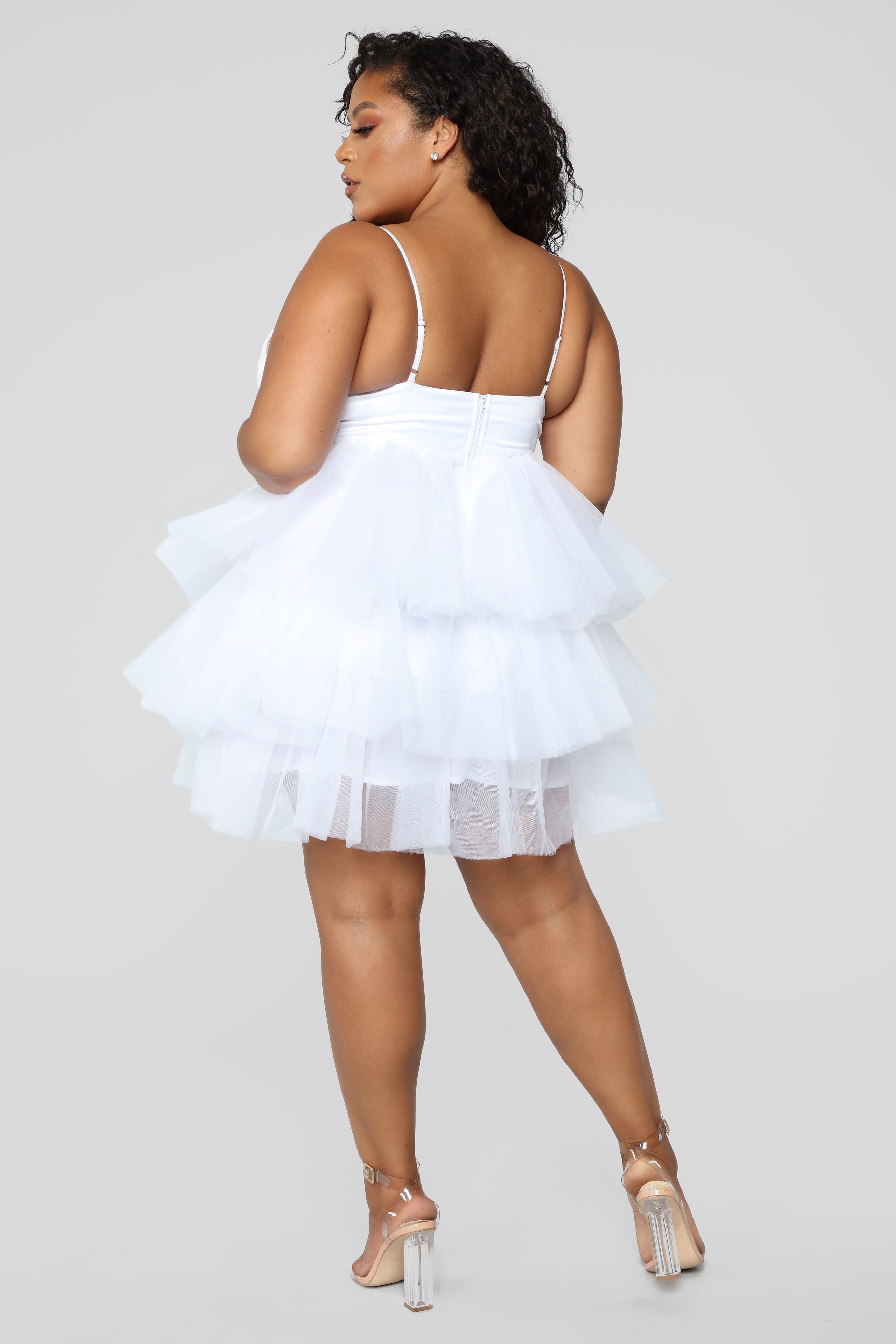 she bad ruffle dress white