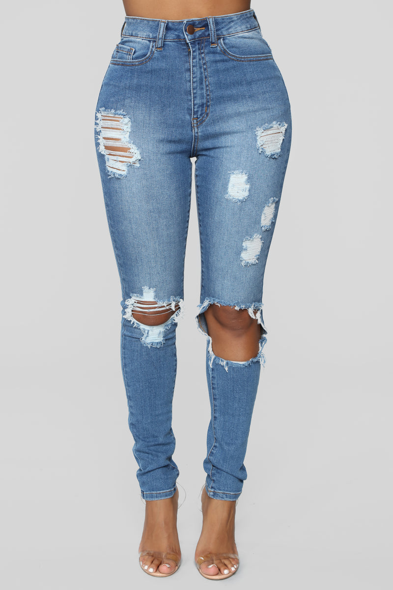 Get With It Distressed Jeans - Medium Blue Wash | Fashion Nova, Jeans ...