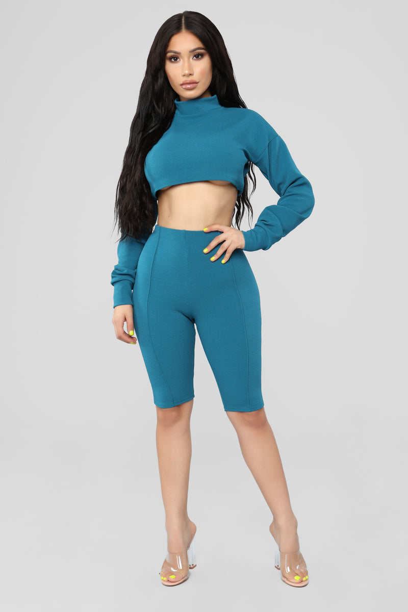 Be Alright Biker Short Set - Teal | Fashion Nova, Matching Sets ...