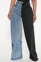 Gemini Two Tone Baggy Jeans - Blue/Black