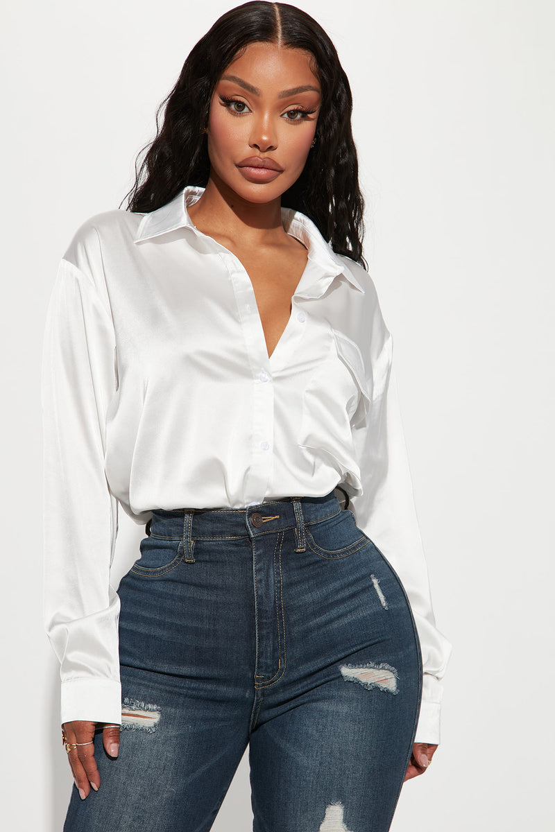 Ready For It Satin Shirt - Ivory | Fashion Nova, Shirts & Blouses ...