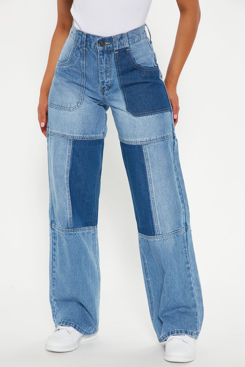 La Brea Two-Tone Utility Jeans - Medium Wash | Fashion Nova, Jeans ...