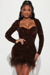 Soleil Sequin Mini Dress - Brown